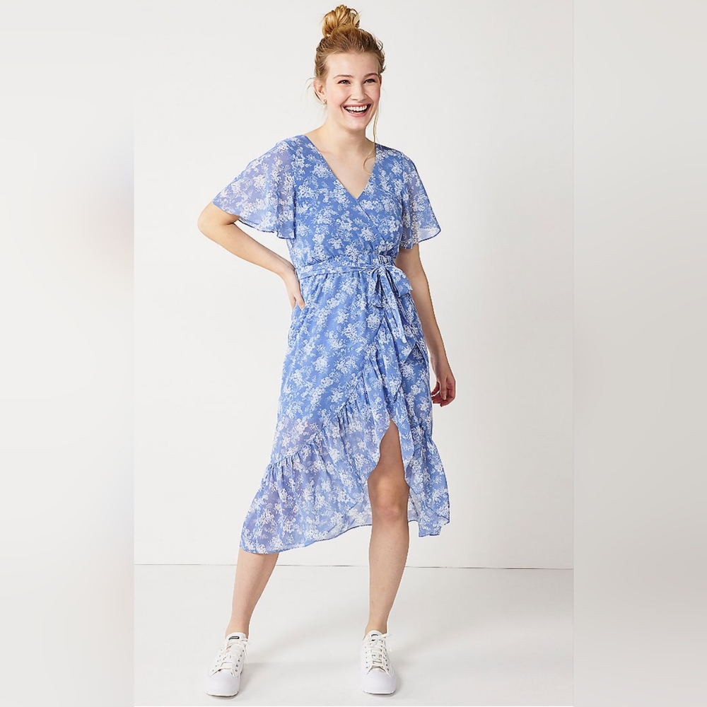 New With Tag SO Blue and White High Low Dress